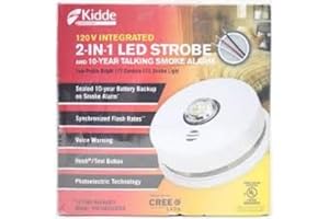 Kidde P4010ACLEDSCA integrated 120 V AC wire-in smoke alarm with LED strobe light--10-year sealed battery backup and