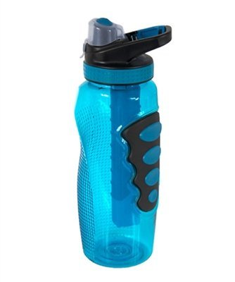 Cool Gear Tritan 32 Oz Avenger Ez-freeze Water Bottle with Yukon Chugger Cap and Clip. Non-toxic gel filled freezer stick, BPA, PVC, Phthalates Free (Blue)
