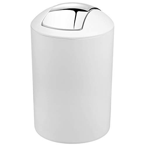 Zuvo 6 Pcs Plastic Bathroom Accessory Set Luxury Bath Accessories Bath Set Lotion Bottles, Toothbrush Holder, Tooth Mug, Soap Dish, Toilet Brush, Trash Can, Rubbish Bin (White 2)