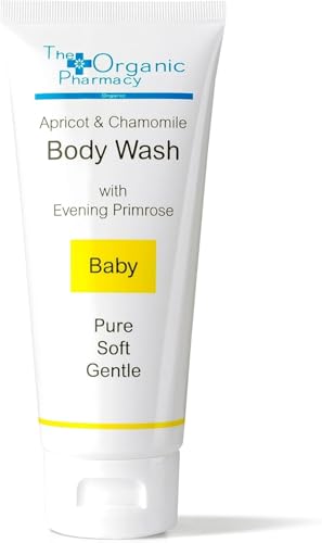The Organic Pharmacy Apricot & Chamomile Body Wash, 100ml - Cleanse & Calm, Suitable for Babies, With Apricot, Evening Primrose, Chamomile, Organic 75.95%