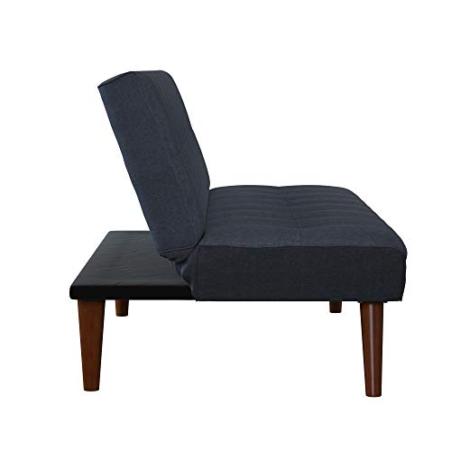 REALROOMS Adley Small Space Convertible Modern Futon Couch Lounger, Navy Blue Linen - Thumbnail 5