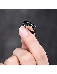 Anillo de titanio tigrado de 5 mm 0.276 in arcoíris de colores finos con ranura para parejas, tamaño 5   13