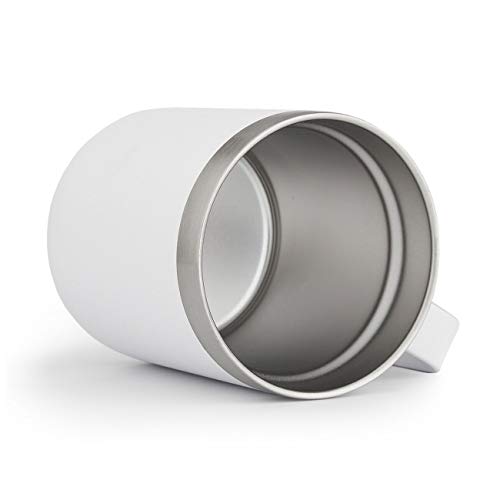 12oz Stainless Steel Insulated Coffee Mug with Handle, Double Wall Vacuum Tumbler Cup with Lid, White, 1 Pack - Thumbnail 2