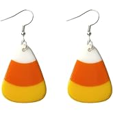 ROSTIVO Halloween Candy Corn Earrings for Women Cute Lightweight Acrylic Dangle Earrings