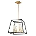 Artika CAR15-ON Carter Square 4 Pendant Fixture, Kitchen Island Chandelier, with a Steel Black and Gold Finish, 8-Light