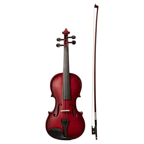 Amazon Basics Beginner Violin Bundle, Full Size, Solid wood,Red Bow