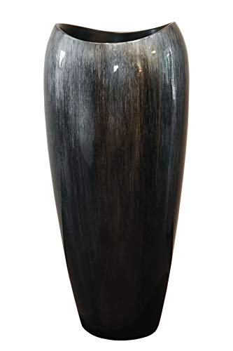 VIVANNO Pflanzkübel Pflanzgefäß Vase Kübel exklusiv Deluxe Schwarz, Silber Hochglanz