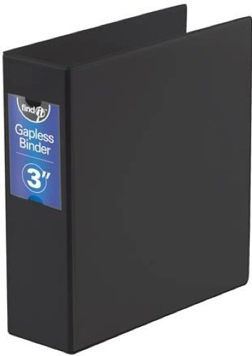Find It Heavy Duty Flat Binder 3 Inches Non-View Black (Ft07093)