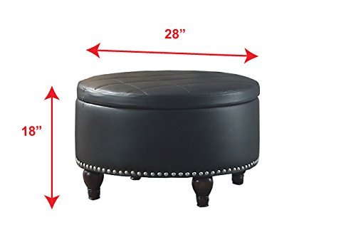 Major-Q Pxf6808 Black Faux Leather Reverse Flip up Top Cocktail Ottoman Table with Storage - Thumbnail 2