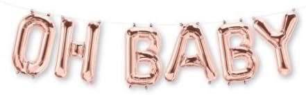 Oh Baby Balloon Baby Shower Banner Rose Gold