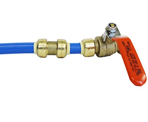 3/4" Ball Valve Push Fit Connection - 3/4-Inch Brass Fitting Water Shutoff Tool Bite Fittings Connects PEX Copper Pipe PVC Tubes Tubing Plumbing Connector Disconnect Valves Hot Cold Quick Connectors - Thumbnail 4