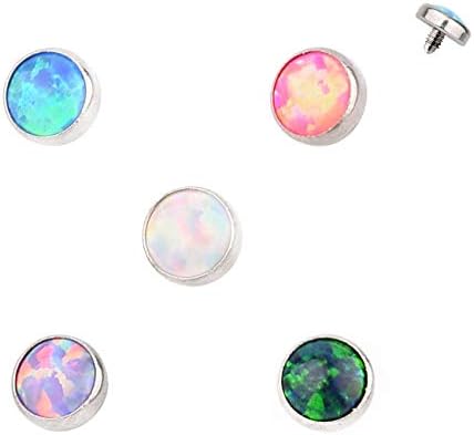 5PCS G23 Titanium 16G Micro Dermal Anchor Top Internal Thread Flower Opal Lip Ear Piercings Studs