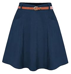 Belle Poque Women's Corduroy Skirt with Belt and