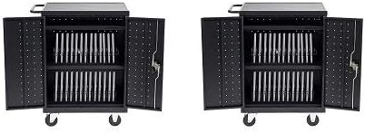 Pearington 32 Device Mobile Charging and Storage Cart for iPads, Chromebooks and Laptop Computers, Up to 13-inch Screen Size, Surge Protection, Front & Back Access Locking Cabinet (2)
