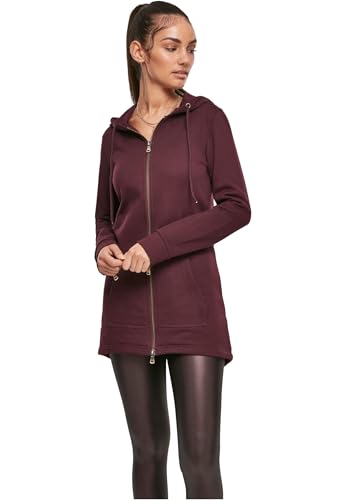 Sweat à Capuche Zippé, Long, Style Parka, pour Femme, Long Zip Hoodie, Redwine, Taille M