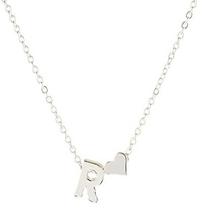 SUZN Fashion Letter Necklaces Pendants Initial Necklace Gold Color Necklace Women Jewelry (Silver-R)