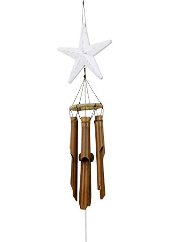 Cohasset Gifts 242 Cohasset Driftwood Star Bamboo Wind Chime Distressed White Finish