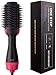 EVERMARKET One Step Hair Dryer & Volumizer, Premium Hot Air Brush Negative Ion Generator Hair Straightener Curler Brush for All Hairstyle(1000W 110V) - Black