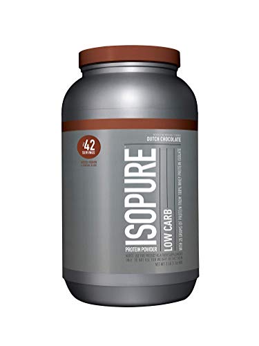 Isopure Low Carb Protein Powder, 100% Whey Protein Isolate, Flavor: Dutch Chocolate, 3 Pounds (Packaging May Vary)
