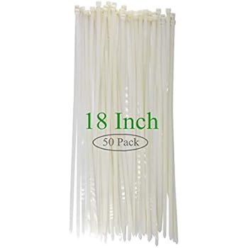 Long Wide 18 Inch Nylon Zip Cable Ties Clear -Large 120LB Tensile Strength-Heavy Duty Industrial Durable Strong Cable Ties- 50 Pack - Indoor Outdoor Garden Ties Use(18
