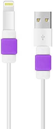 Peres Glow Colorful Data Cable Saver Protector for Apple USB Lightning Cable Iphone Earphones Protector and 30-pin Charging Cables for Ipod / Iphone / Ipad / Apple Watch (2XPurple)
