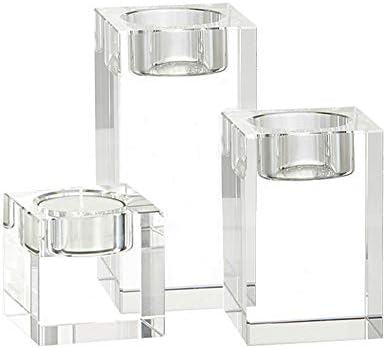 Myoou Crystal Candle Holders Glass Candlestick Holders Home Decor Candle Stand for Dining Table Party/Wedding/Christmas Decorative Votive Candle Sticks (Clear 3Pack, 3 Sizes)