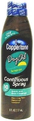 Coppertone Continuous Spray Dry Oil SPF#10 6 oz. (3-Pack) with Free Nail File