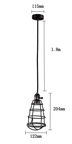 COOLWEST Industrial Pendant Light, Mini Hanging Caged Pendant Light Fixture Adjustable Black Cord for Home Kitchen Vintage Edison Lighting - Thumbnail 2
