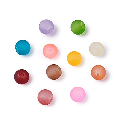 Craftdady 500PCS 6mm Assorted Mixed Round Transparent Frosted Crystal Glass Beads Loose Beads for Jewelry Making