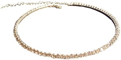 Wholesale Imports 1 Row Clear and Silver Rhinestone Adjustable Choker