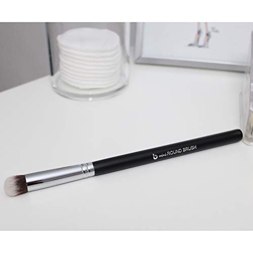 Mineral Powder Eyeshadow Makeup Brush - Small Mini Round Top Kabuki Synthetic Bristles, Smudge Eye Shadow, Best Smokey Eye Brush, Vegan Brochas Para Ojos - Thumbnail 3