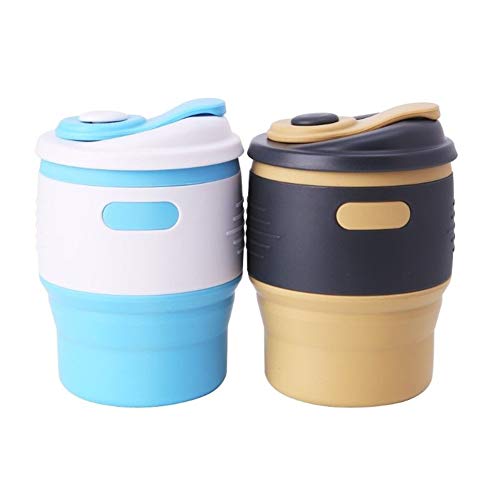 Finance Plan Clearance Sale Collapsible Coffee Silicone Mug Folding Leak-Proof Lid Traveling Camping Cup Blue - Thumbnail 2