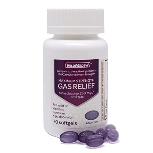 ValuMeds Max Strength Gas Relief for Adults, 70 Softgels, 250mg