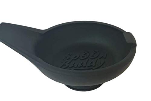 Spoon Buddy - Silicone Utensil Rest/Holder - Suction Cup Attaches To Pot Lid On Stove - Holds Spoons, Ladles, Spatulas - Kitchen Cooking Without Mess On Counter Or Stovetop - Black