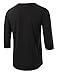 HETHCODE Men's Casual Raglan Fit Soft Baseball 3/4 Sleeve Active Sports Henley T-Shirts Tee Black M