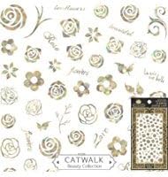Catwalk Premium Peel-N-Stick Holographic Nail Stickers (Gold Rose Flower Metallic)