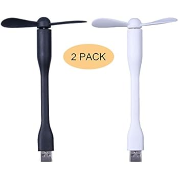 FINENIC【2 Pack】 USB Mini Fan, Silent Flexible Mini Fan Compatible Any USB Port Like Power Bank/Notebook/Laptop/Computer (Black + White)
