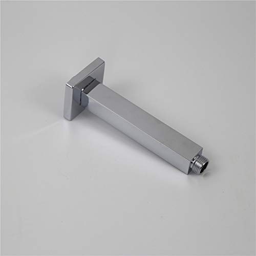 Weirun Bathroom 1/2 NPT All Brass 6-Inch Square Straight Shower Arm with Flange for Fixed Shower Head Ceiling Mount,Chrome