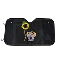 ASINL Elephant Glasses Sunflower Car Truck SUV Sun Protection Windshield Sunshade 51.2"" X 27.5"",Foldable Durable Sun Visor Vehicle Accessory