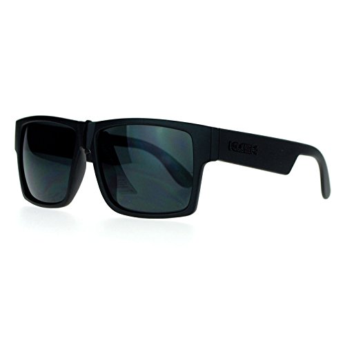 KUSH Sunglasses Square Retangular Matte Black Frame Super Dark Black Lens