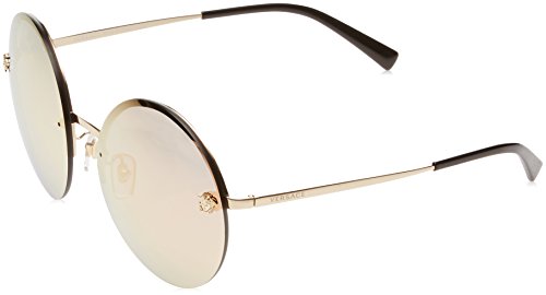 Versace Women's VE2176 Pale Gold/Grey Mirror Rose Gold Sunglasses