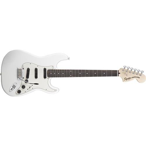 Squier by Fender Deluxe Hot Rails Stratocaster Electric Guitar - Olympic White - Rosewood Fingerboard