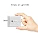 Quick Wall Charger 30W Qualcomm 3-Port USB Travel Cell Phone Fast Charging Foldable Plug Smart IC Charger Power Adapter for iPhone and More (White)