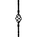 T04 - Iron Balusters - Single Basket - Hollow - 44 in X 1/2 in Square - Box of 10 (Satin Black)