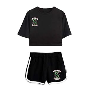 Riverdale Tops and Shorts Set, South Side Serpent Clothes Teen Girls T-Shirt Set Causal Sport Tracksuit Two Piece Suit Sales