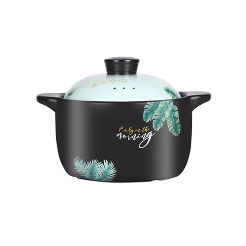 CHPINDAM 2.6 Quart Ceramic Casserole,with Lid Ceramic Pot,Heat-Resistant Round Stew Pot Soup Pot for cook bibimbap, soup, rice, stew, casserole (Green2.6QT)