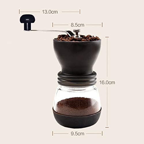 yanana Manuelle Keramik Kaffeem¨¹hle Handkurbel Kaffeebohnen Mahlwerk Maschine und Glas versiegelt Pot – Bild 6