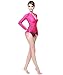 Women's Long Sleeve Rash Guard Wetsuit Swimsuit Top UV Sun Protection (901 M, Rose Red)