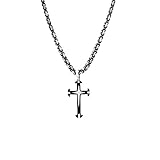 Stainless Steel Cross Pendant Necklace Mens Boys Chain 5mm Byzantine Chain 24