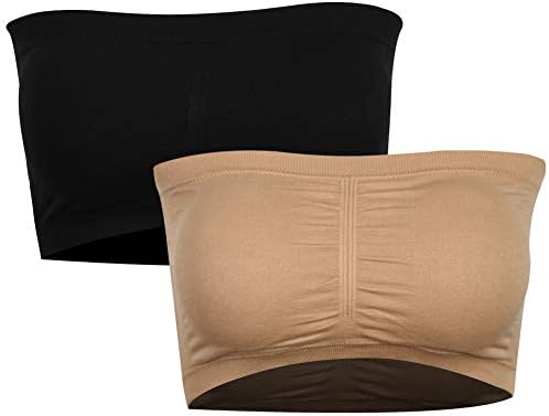 PUREMSX Women's Padded Strapless Bra, Basic Wire-Free Summer Seamless Bandeau Tube Top Bra,1/2/3/4 Pack
